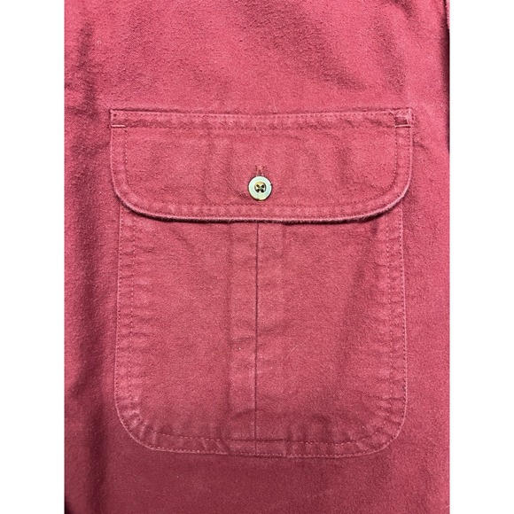 Cabelas Shirt Mens Large Tall Hiking Camp Red Chamois Flannel USA Heavyweight - Picture 2 of 6